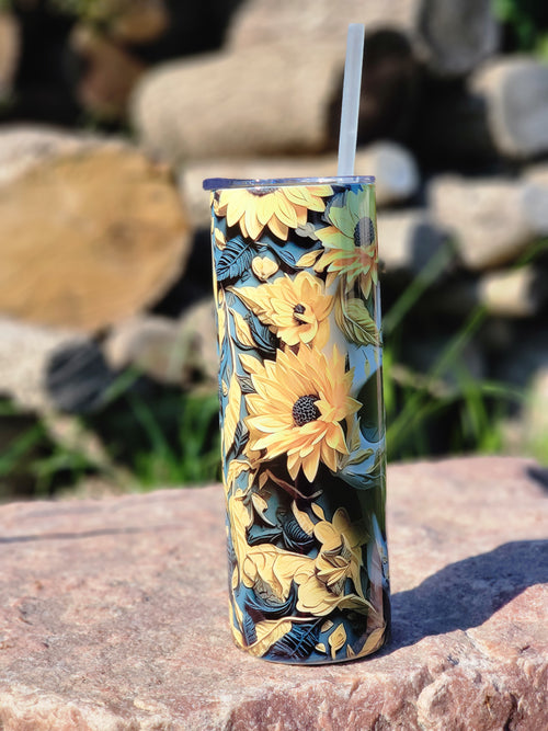 3D Flower Skull Tumbler