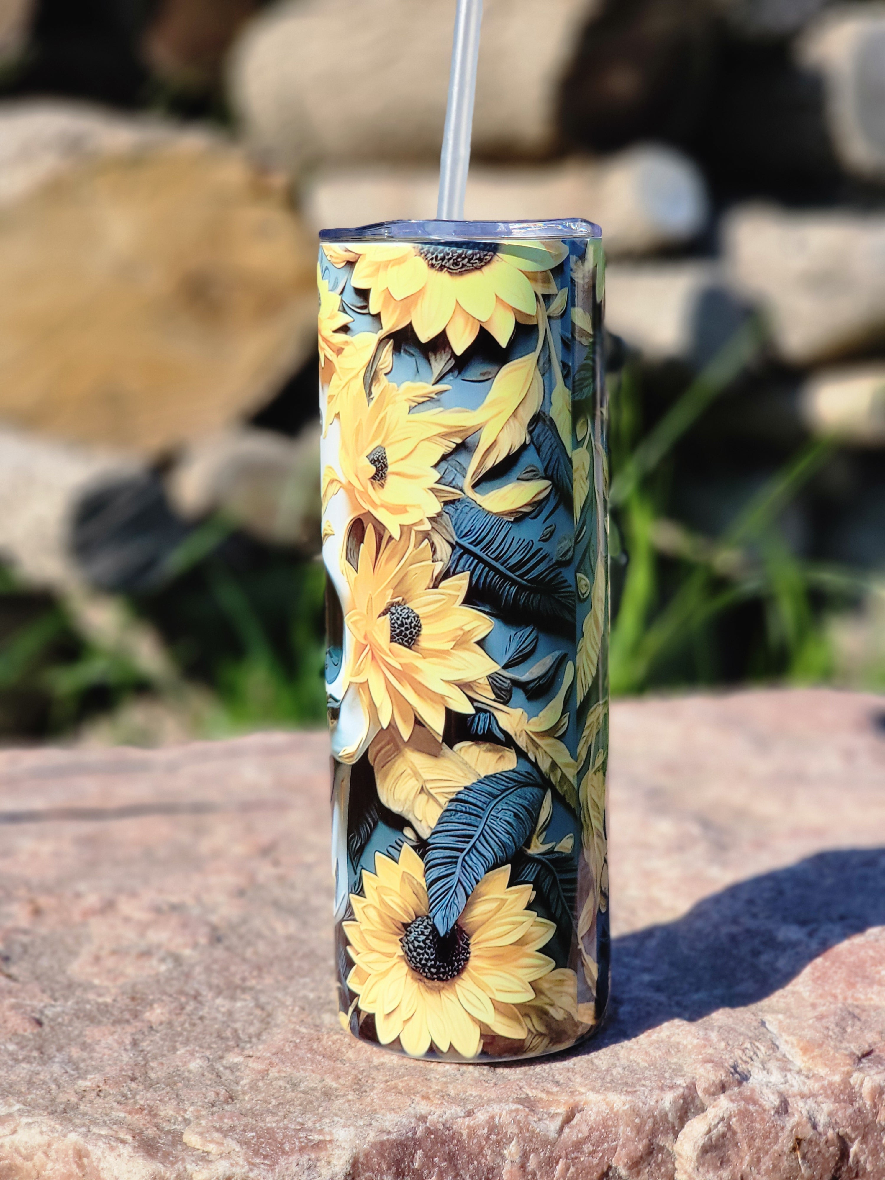 3D Flower Skull Tumbler