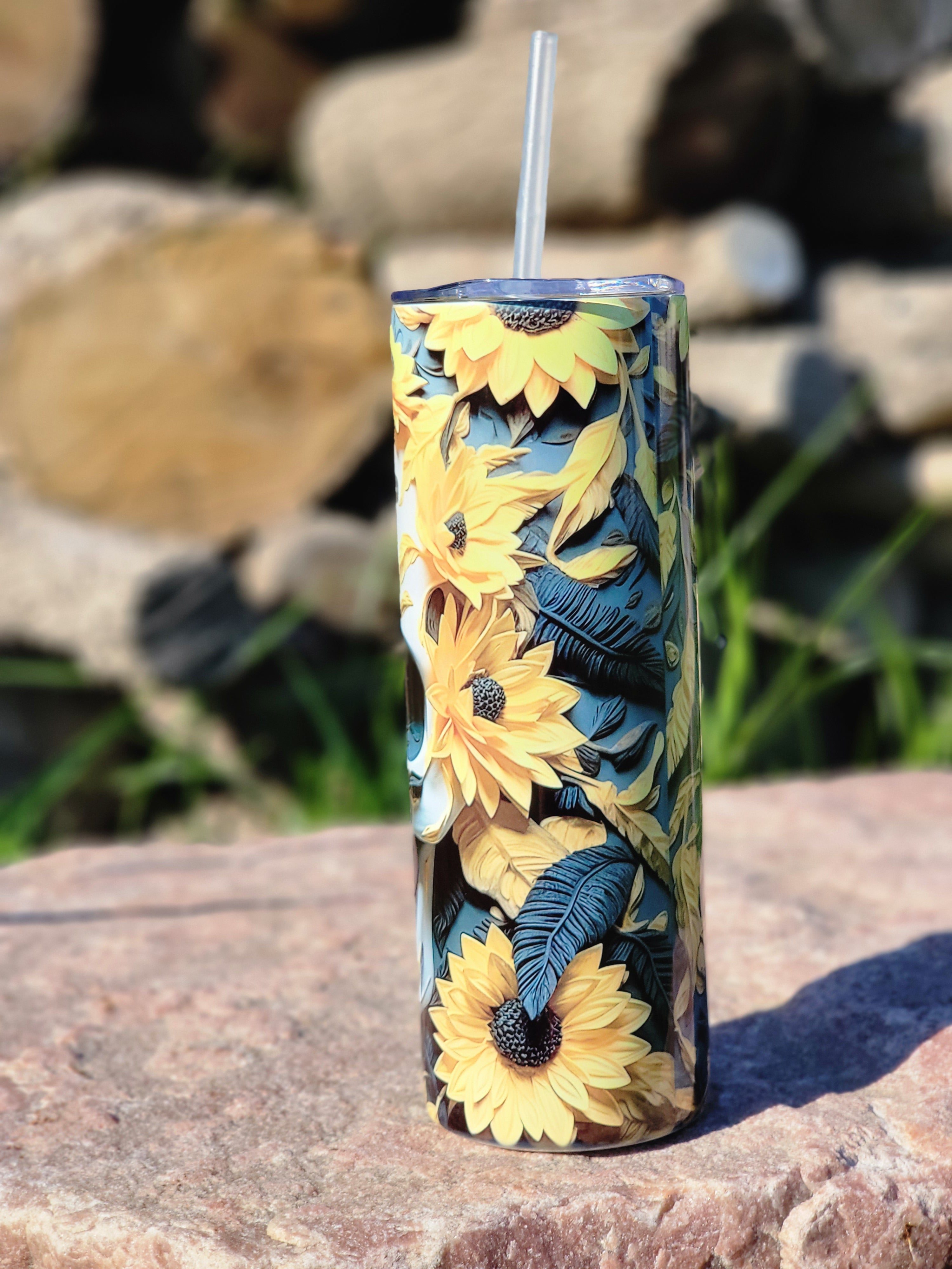 3D Flower Skull Tumbler