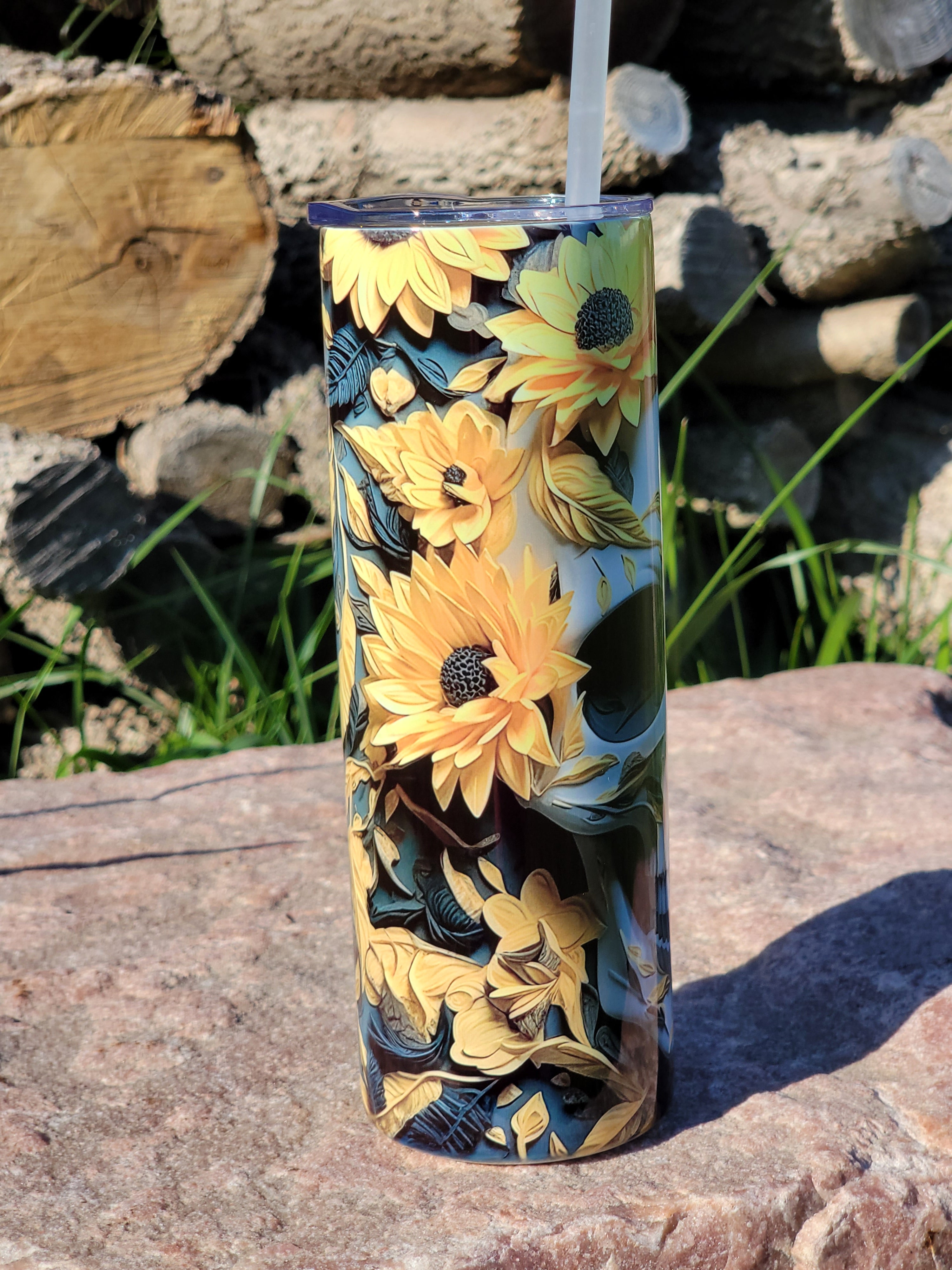 3D Flower Skull Tumbler
