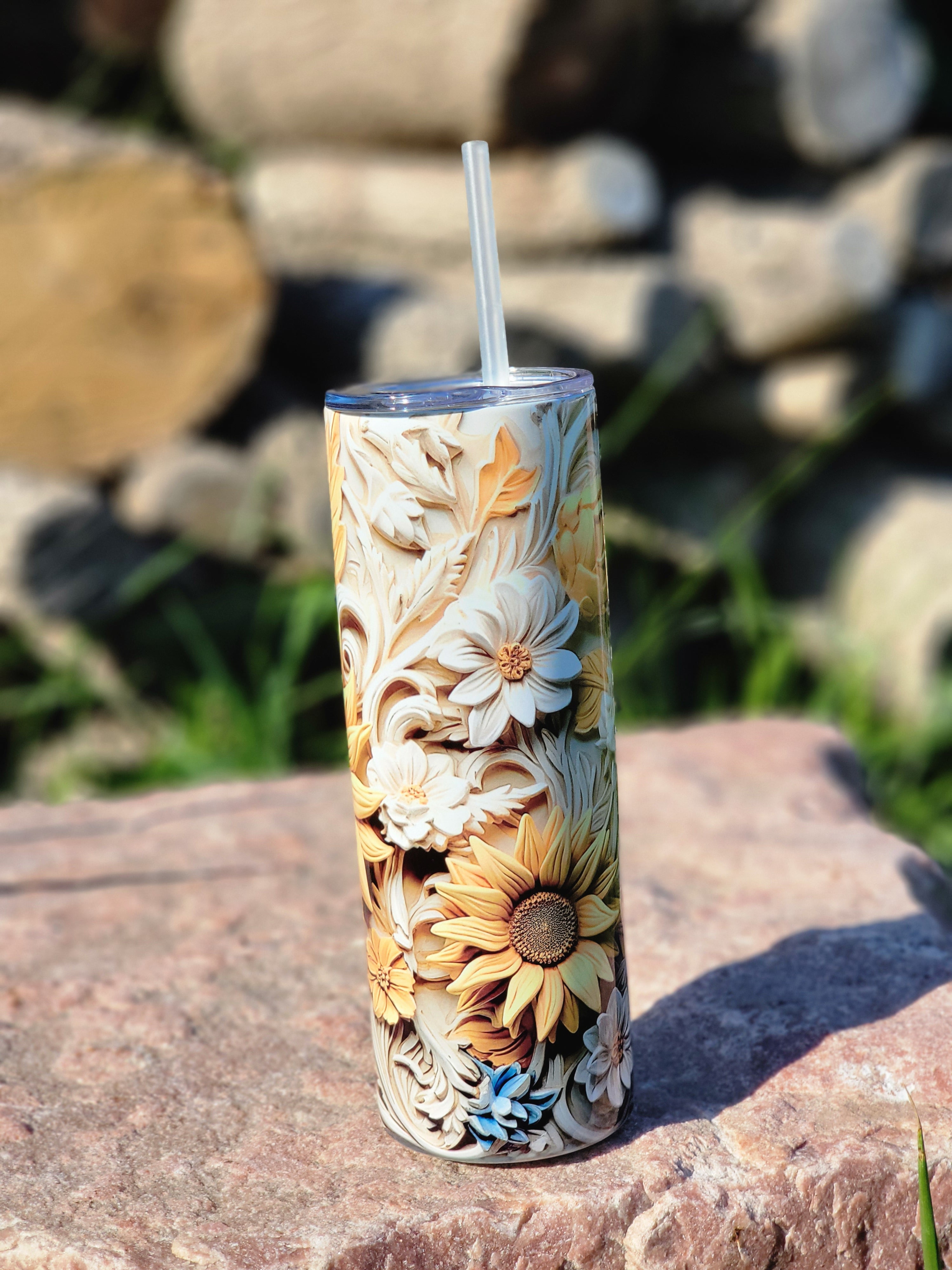 3D Wooden Flower Tumbler