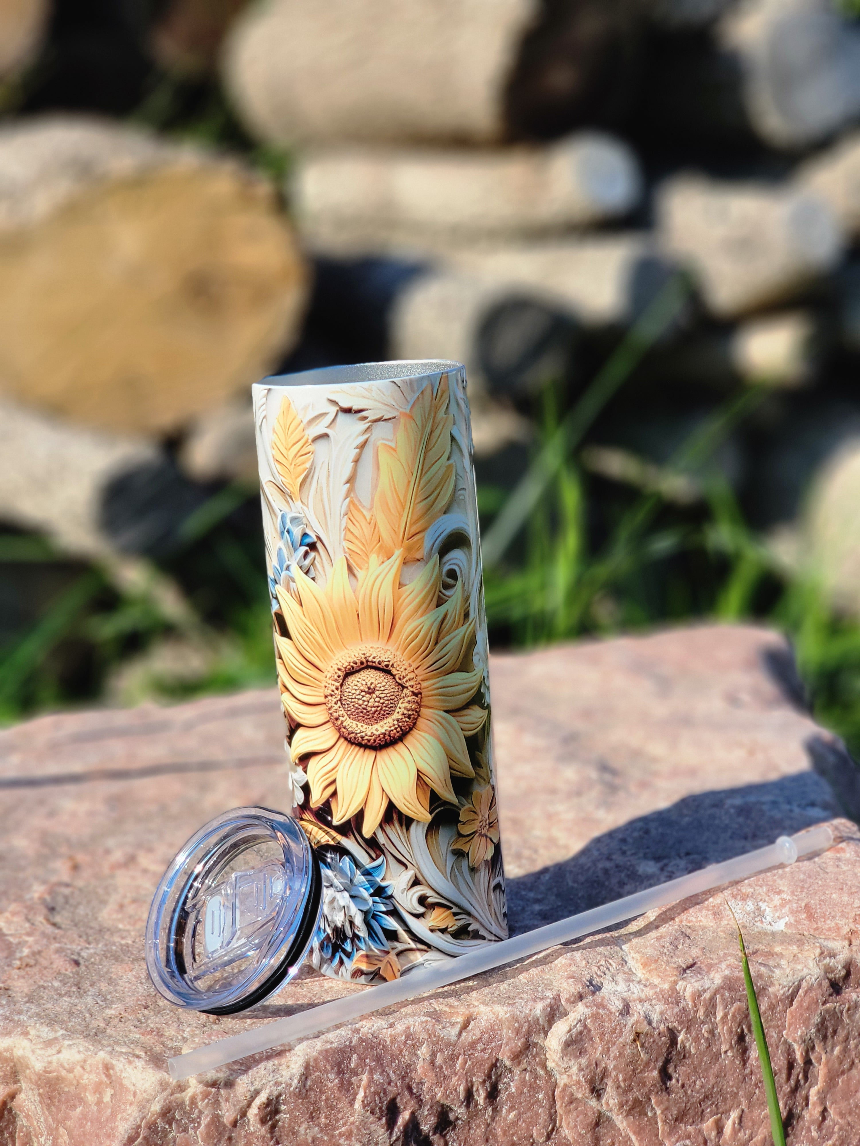 3D Wooden Flower Tumbler