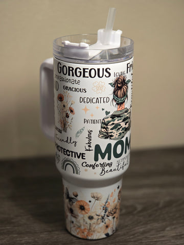 Mom with camo Tumbler