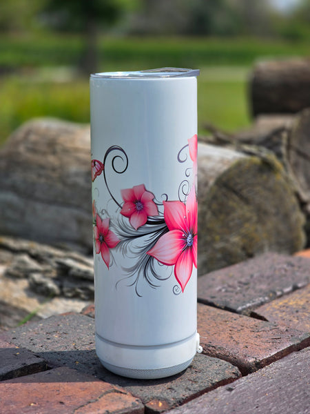 Pink butterfly and pink flower tumbler