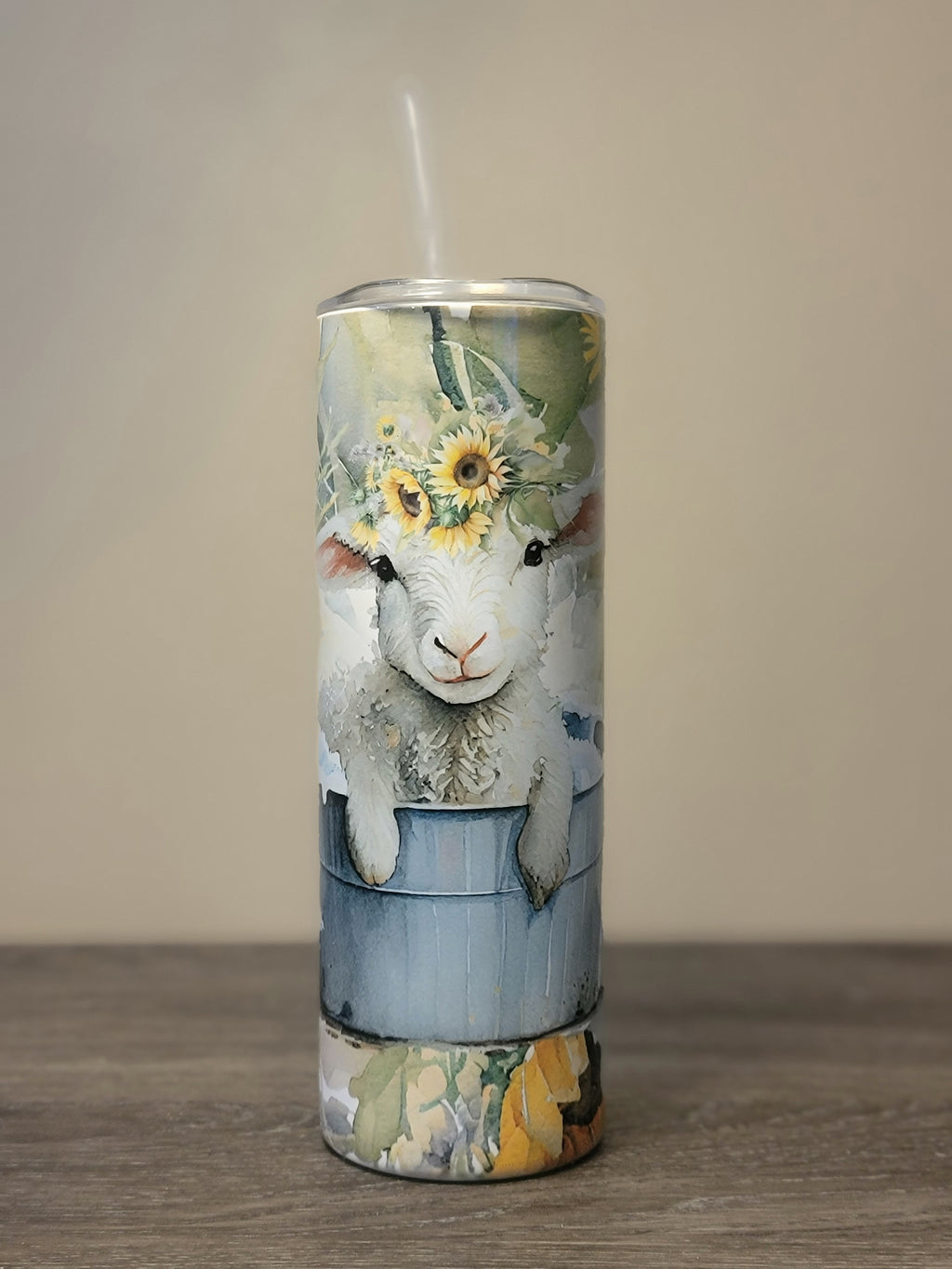 Cute lamb in a tub