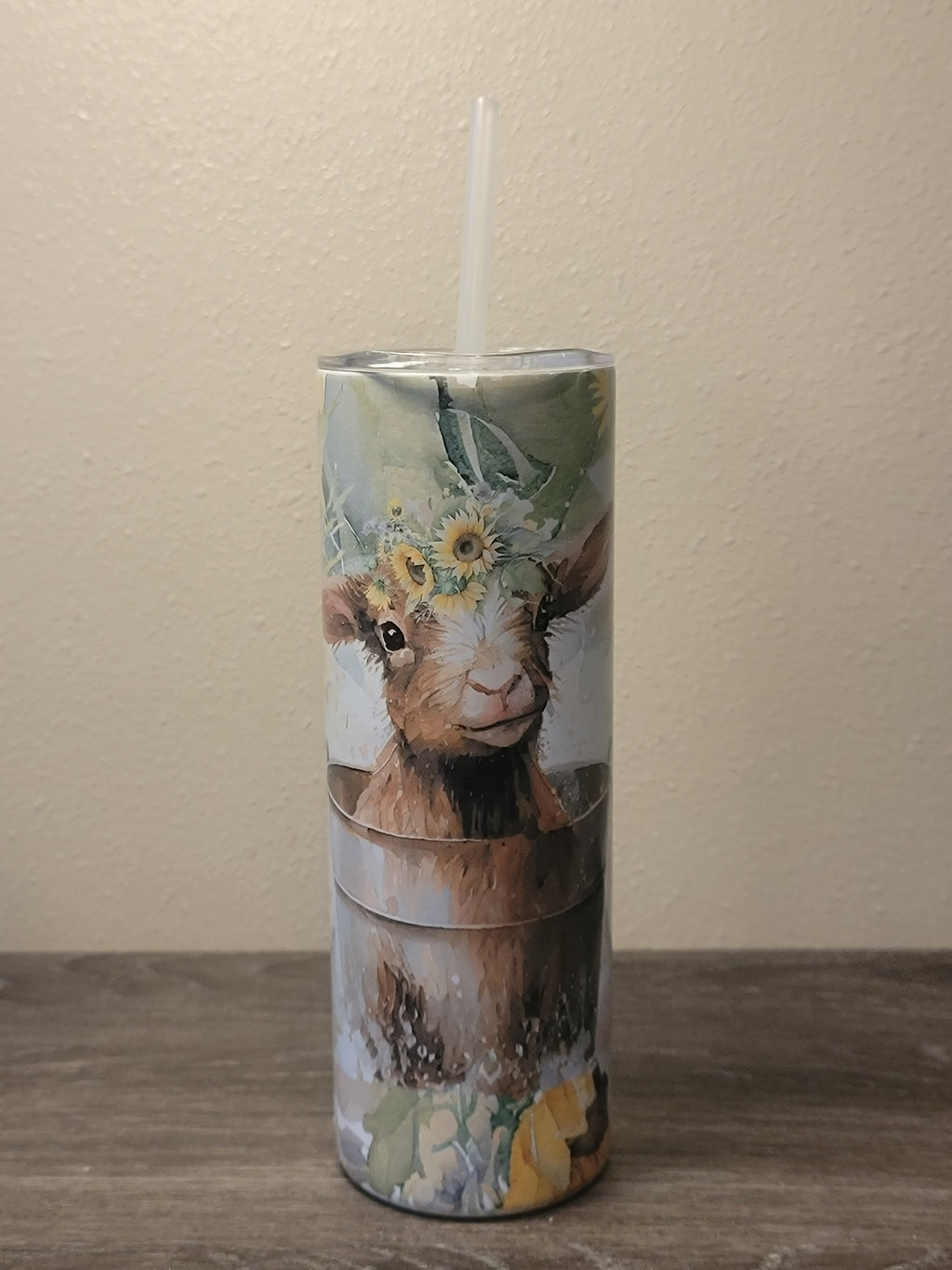Cute goat in a tub